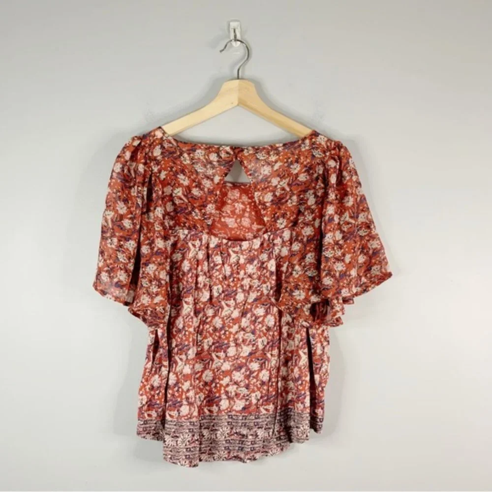 Anthropologie Maeve White Wrap Blouse T-Shirt S